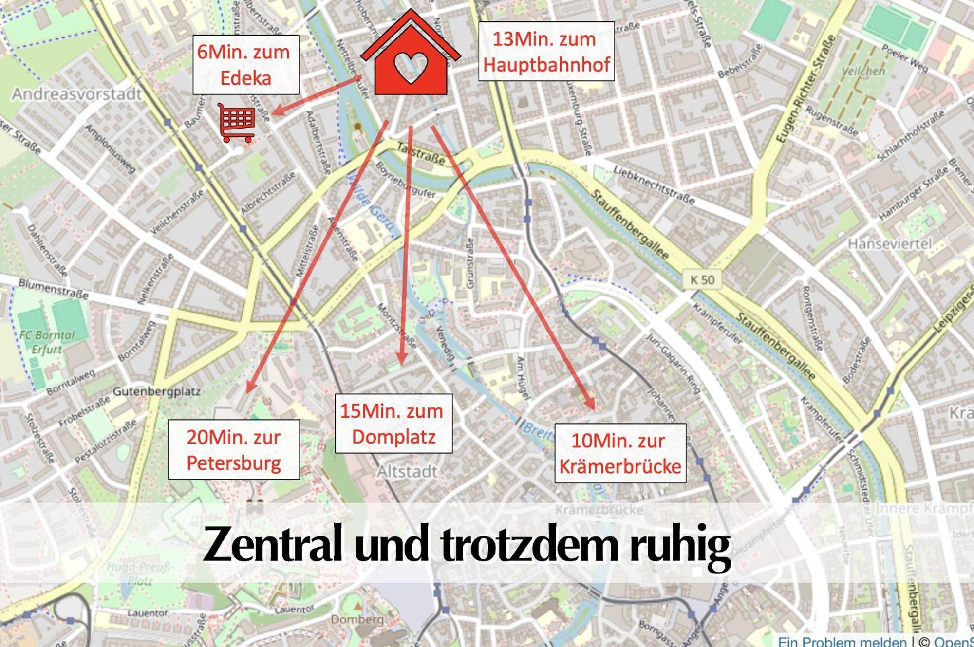 Stadtperle Am Plaetschernden Wasser - 50M2 2R Malerische Fewo In Top Lage Erfurt Eksteriør bilde